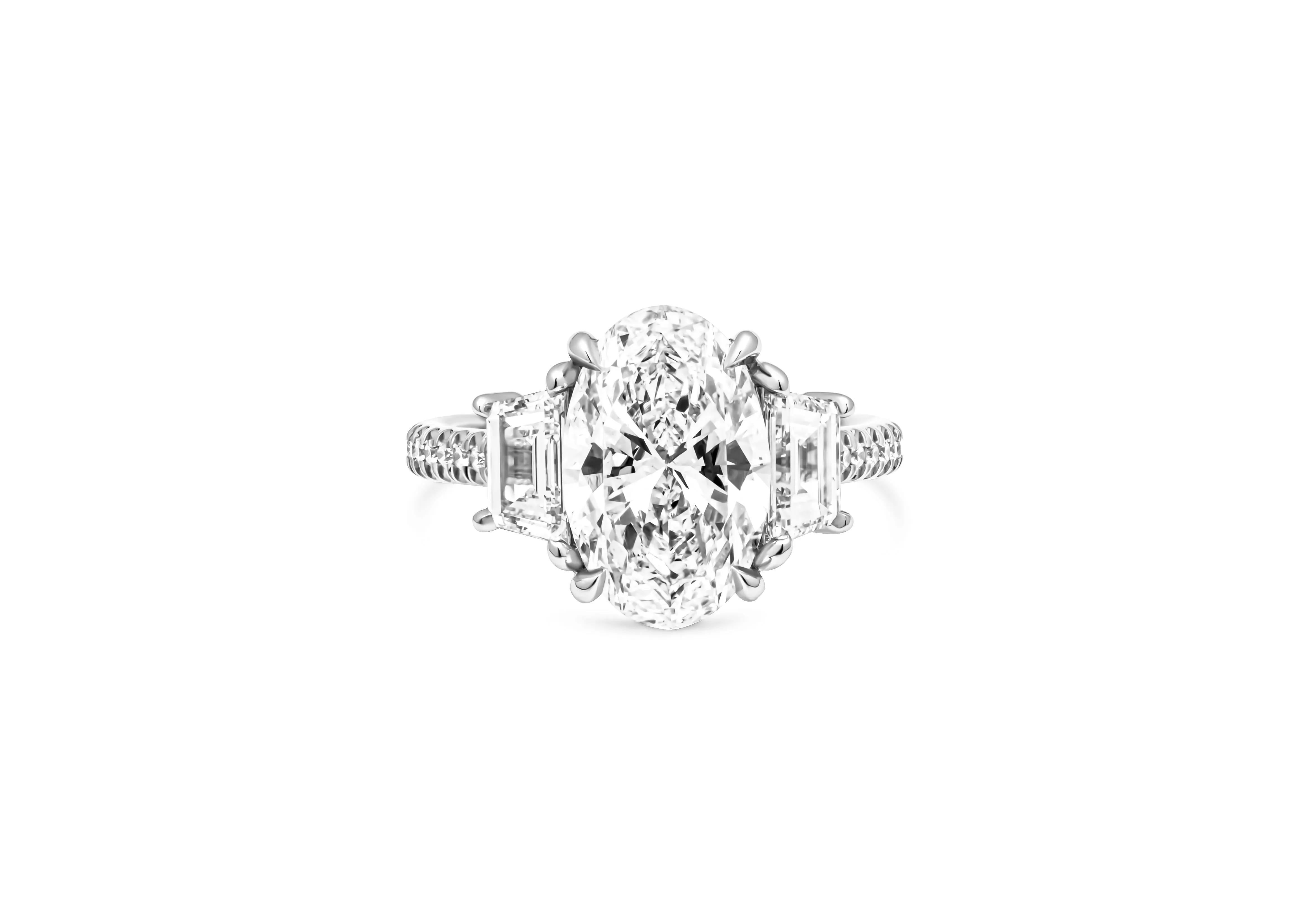 GIA Certified 3 stone ring with 3.01ct I VVS2 Oval Diamond