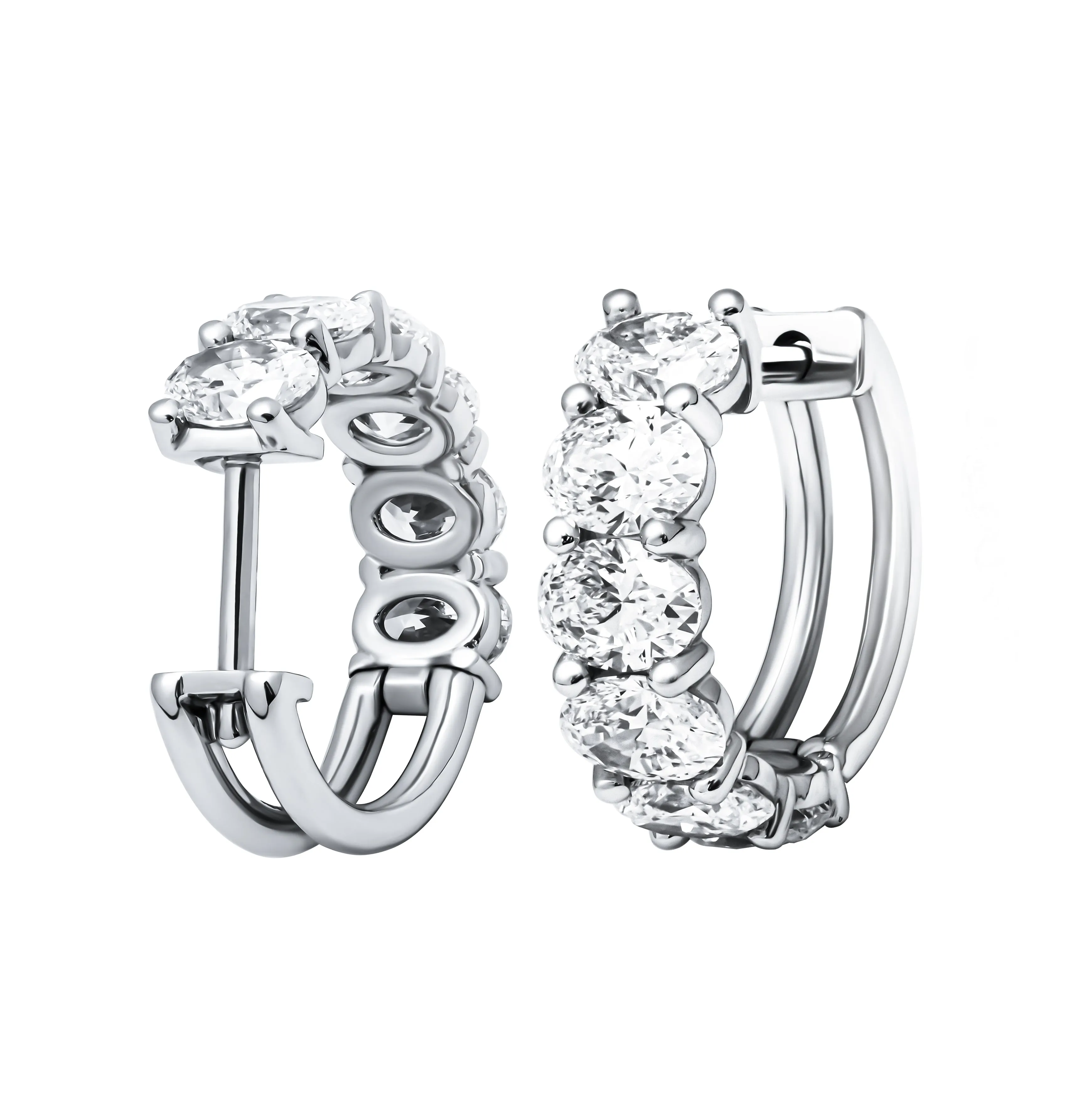 GIA Certified Diamond Hoop Earrings with Oval Stones