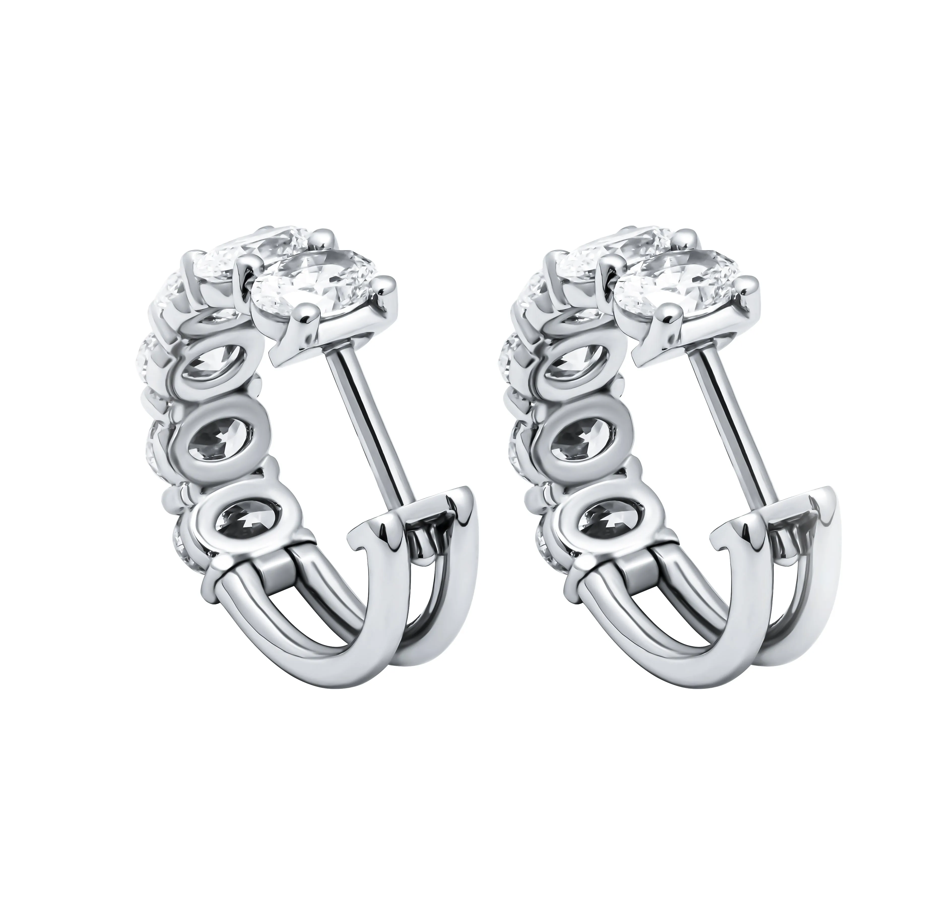 GIA Certified Diamond Hoop Earrings with Oval Stones