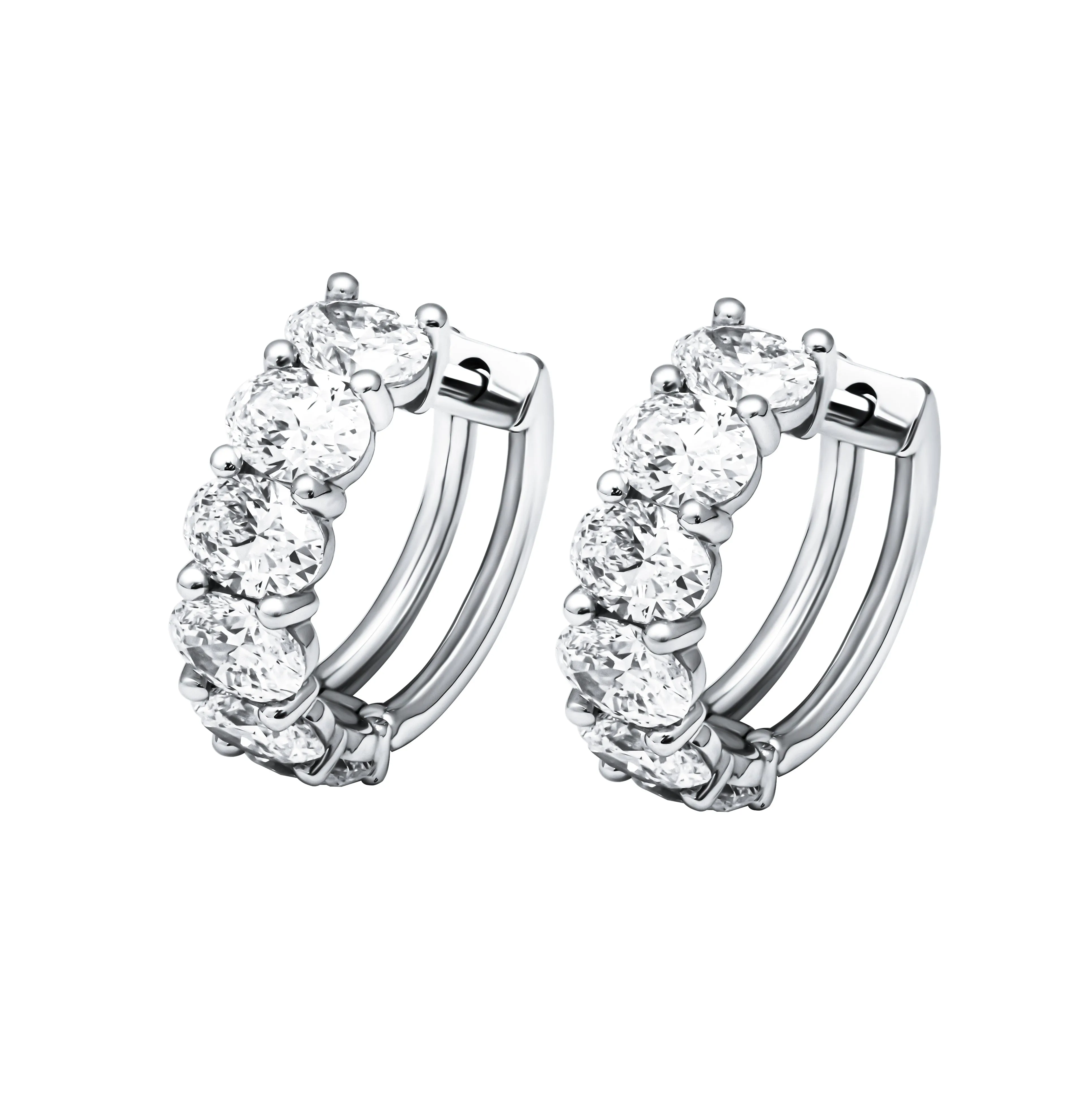 GIA Certified Diamond Hoop Earrings with Oval Stones