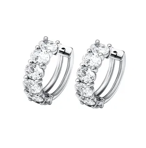 GIA Certified Diamond Hoop Earrings with Oval Stones