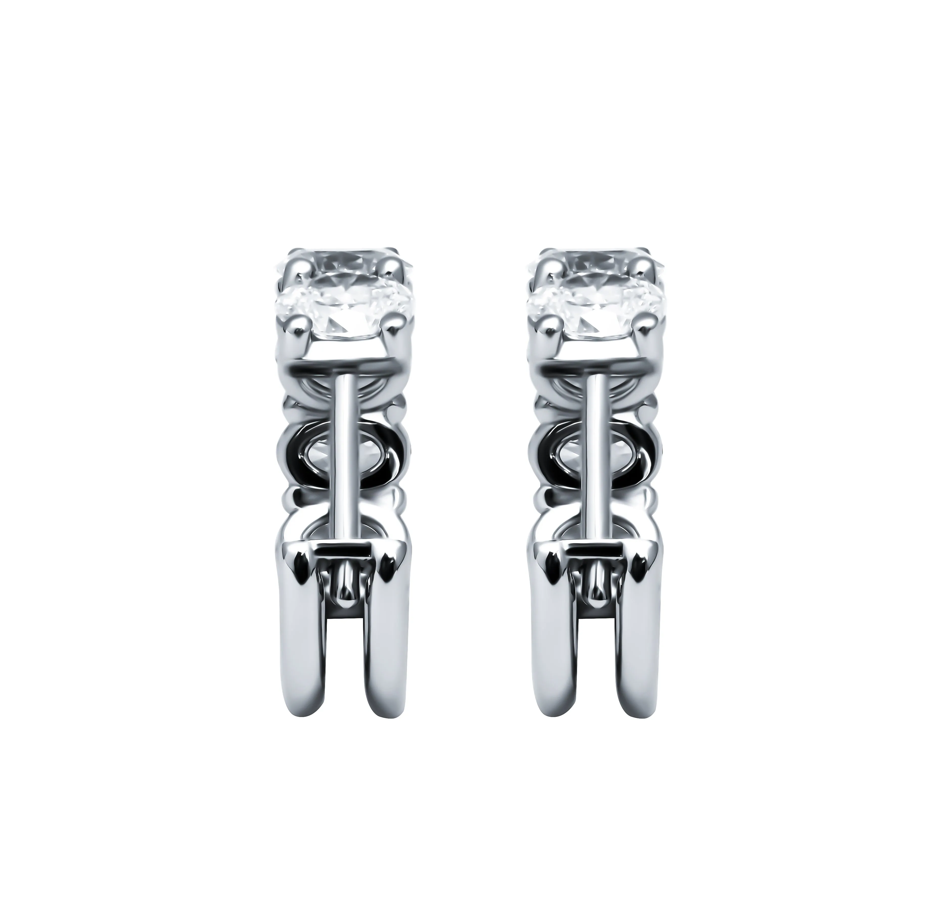 GIA Certified Diamond Hoop Earrings with Oval Stones