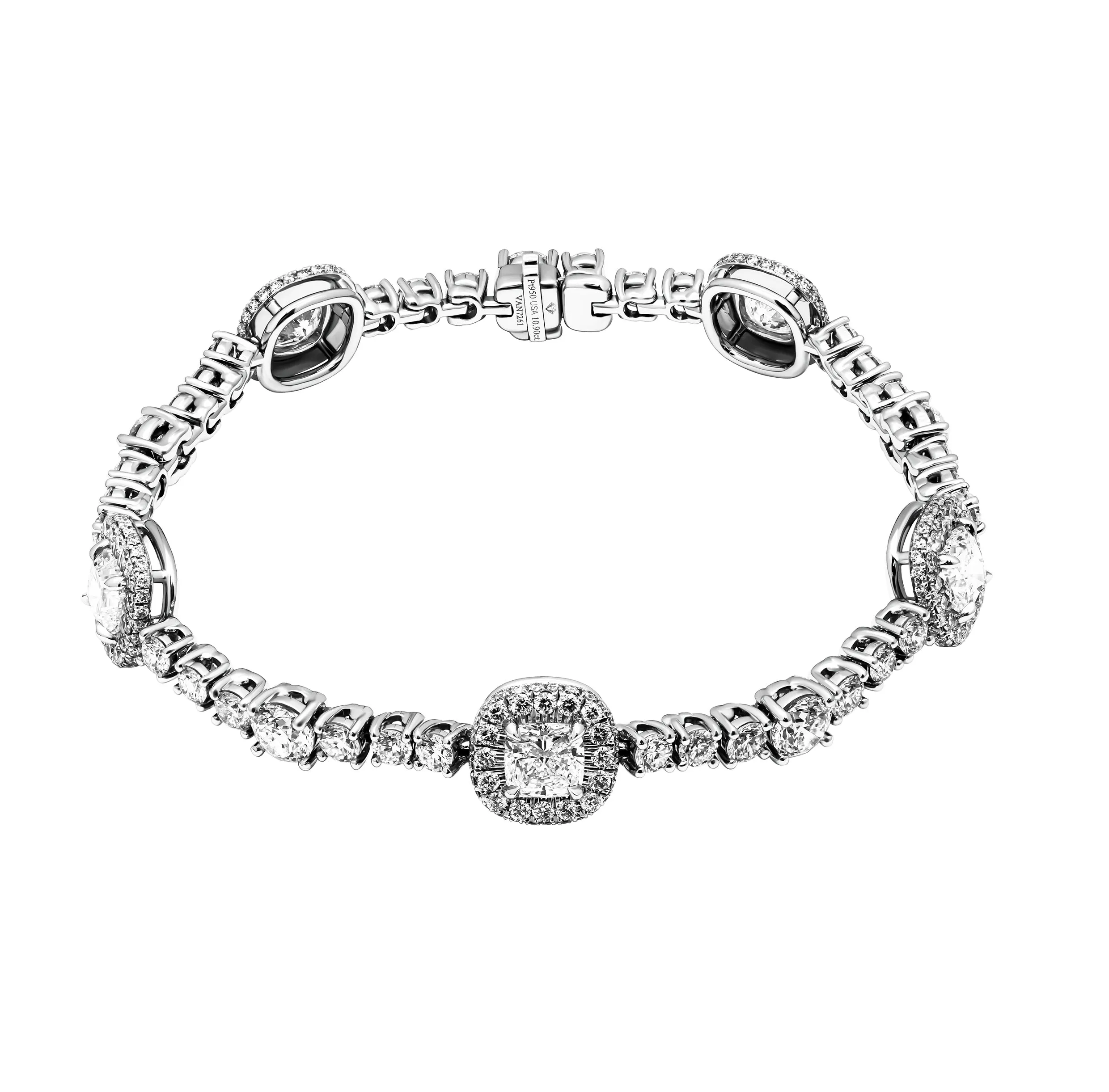 GIA Certified Tennis Bracelet with Cushion Cut & Round Diamonds