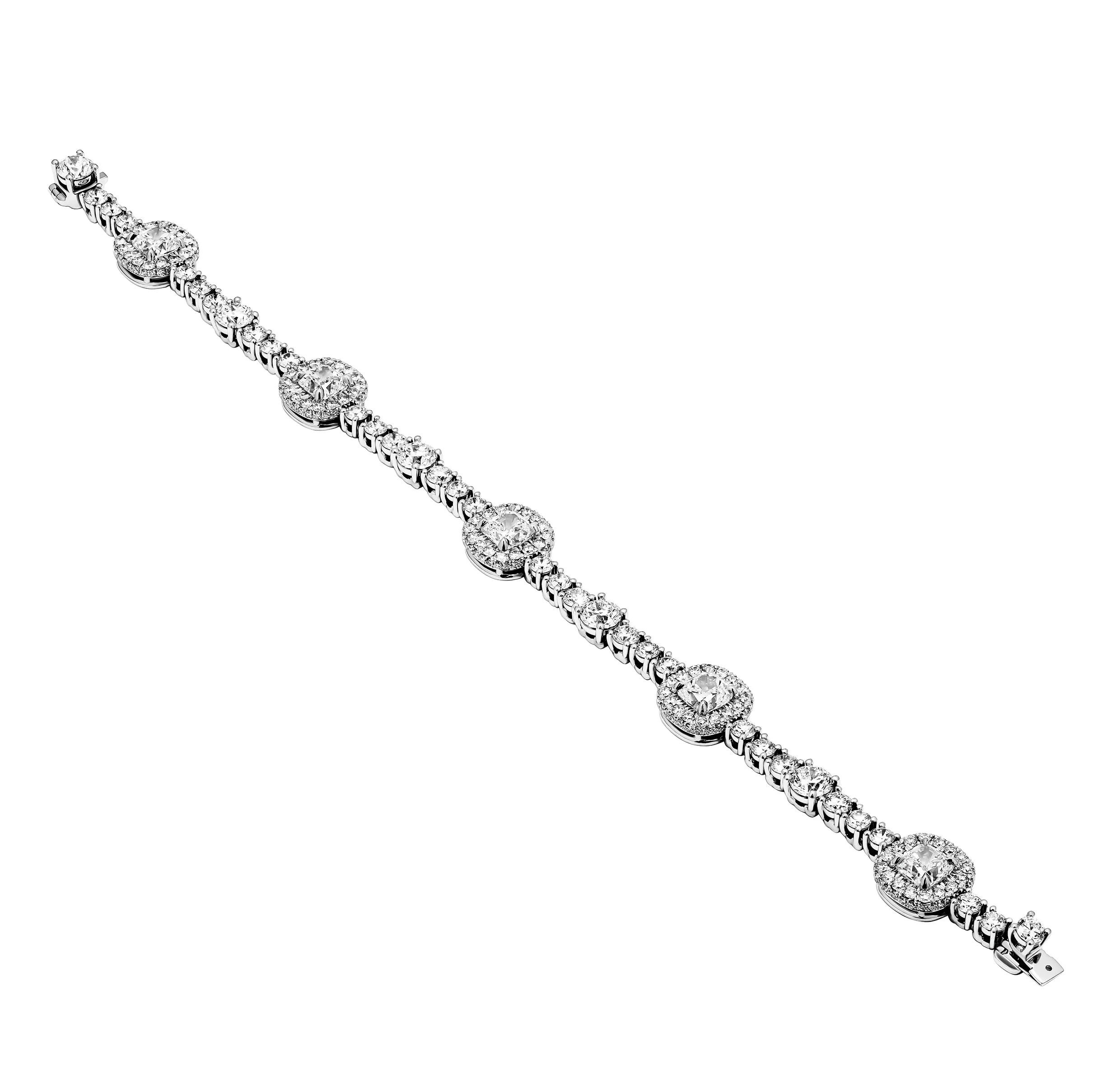 GIA Certified Tennis Bracelet with Cushion Cut & Round Diamonds