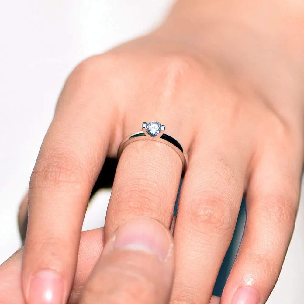 GIA Diamond Bar Setting Solitaire Engagement Ring