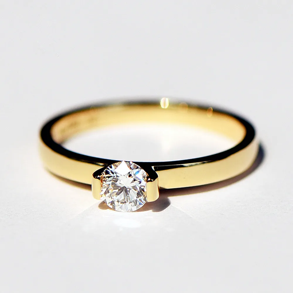 GIA Diamond Bar Setting Solitaire Engagement Ring