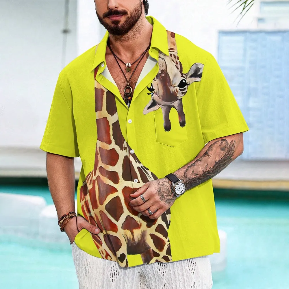 Giraffe Chest Pocket Short Sleeve Shirt 2309000071