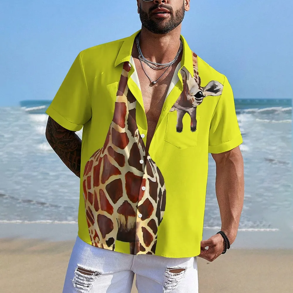 Giraffe Chest Pocket Short Sleeve Shirt 2309000071
