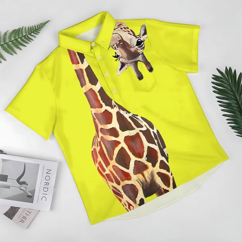 Giraffe Chest Pocket Short Sleeve Shirt 2309000071