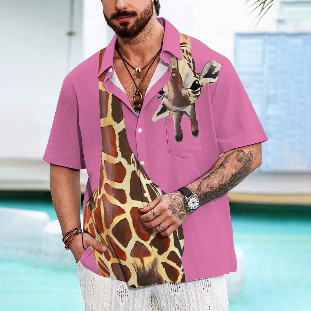 Giraffe Chest Pocket Short Sleeve Shirt 2309000071