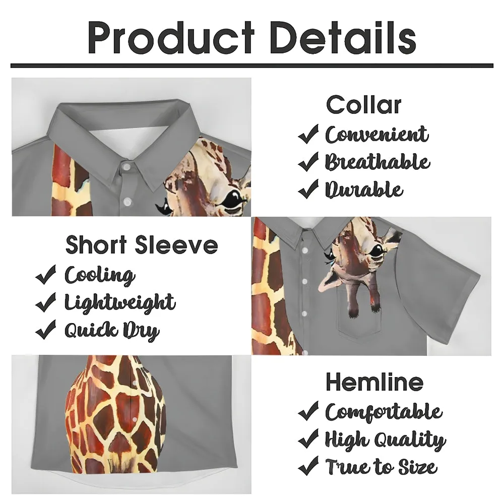 Giraffe Chest Pocket Short Sleeve Shirt 2309000071