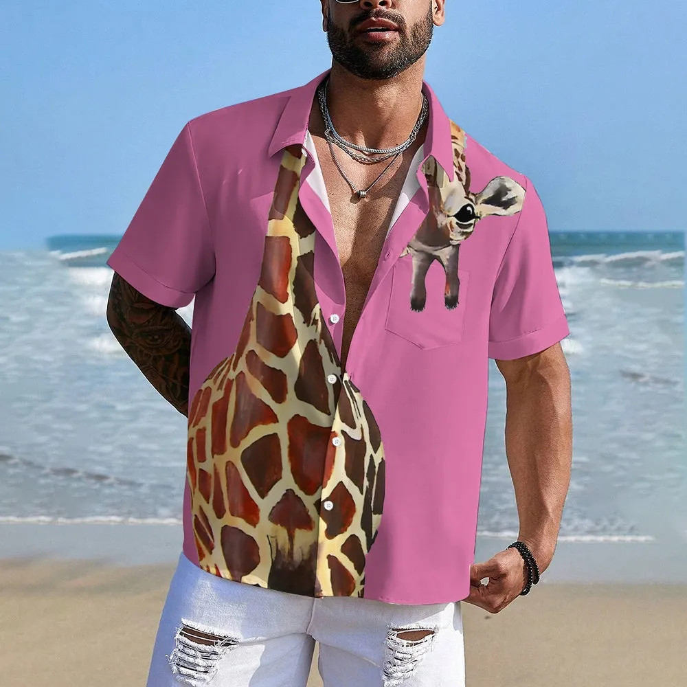 Giraffe Chest Pocket Short Sleeve Shirt 2309000071