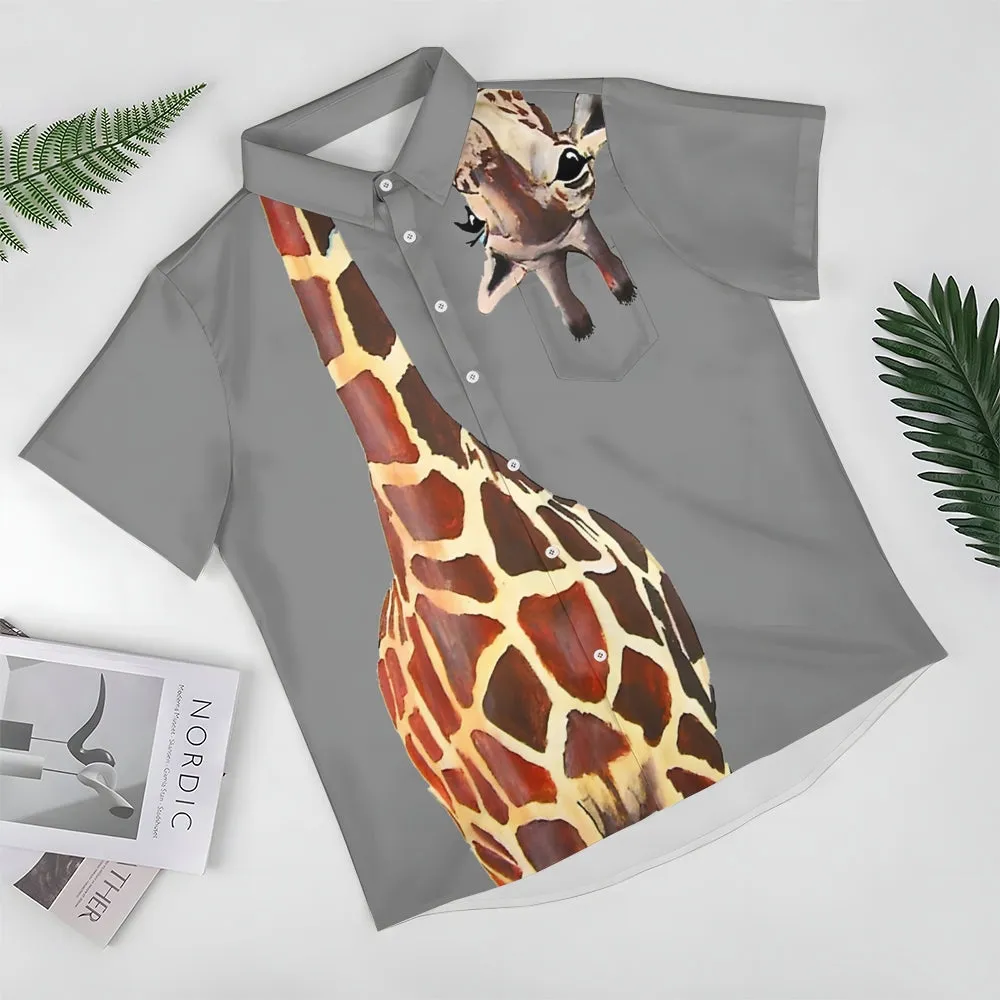 Giraffe Chest Pocket Short Sleeve Shirt 2309000071