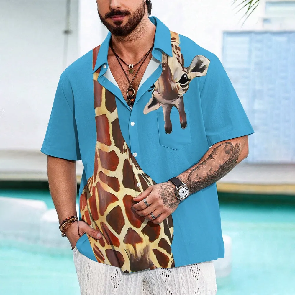 Giraffe Chest Pocket Short Sleeve Shirt 2309000071