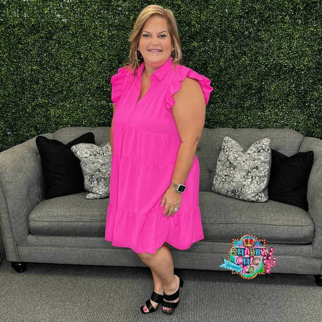 Girls Having Fun Dress - Hot Pink