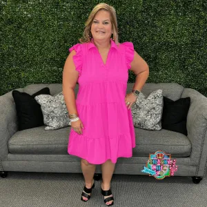Girls Having Fun Dress - Hot Pink