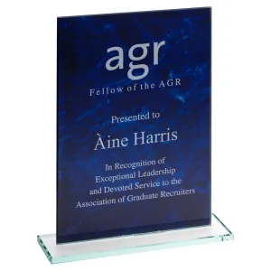 Glass Award Plaque with Blue Marble Backing