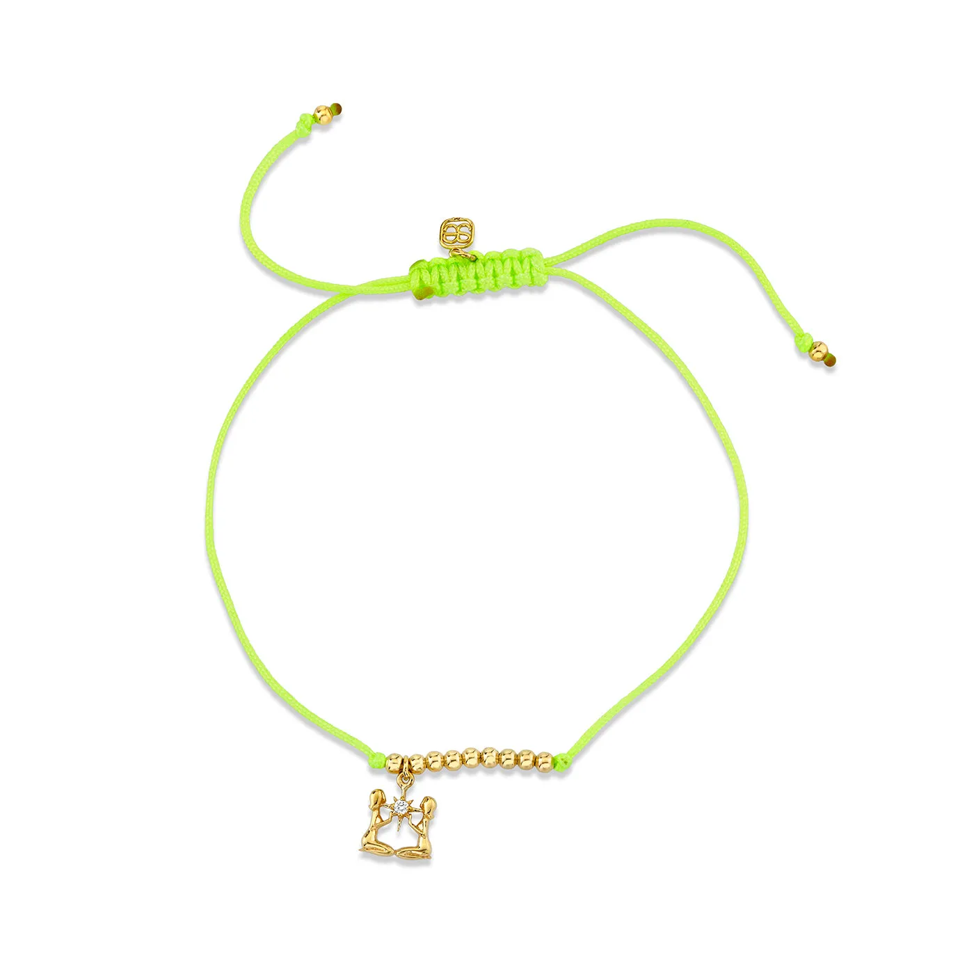 Gold & Diamond Tiny Gemini Zodiac Cord Bracelet