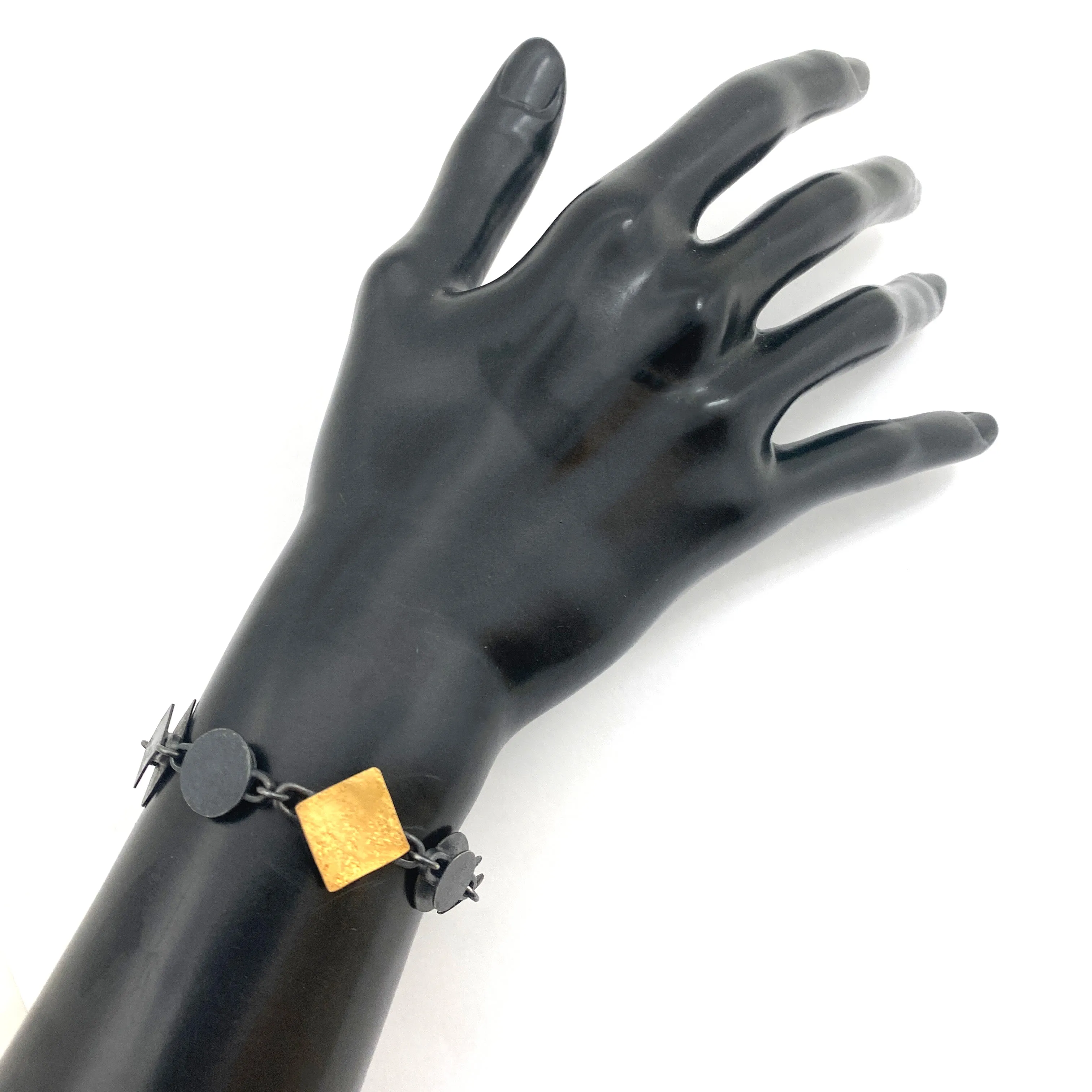 Gold and Oxidized Silver Link Bracelet
