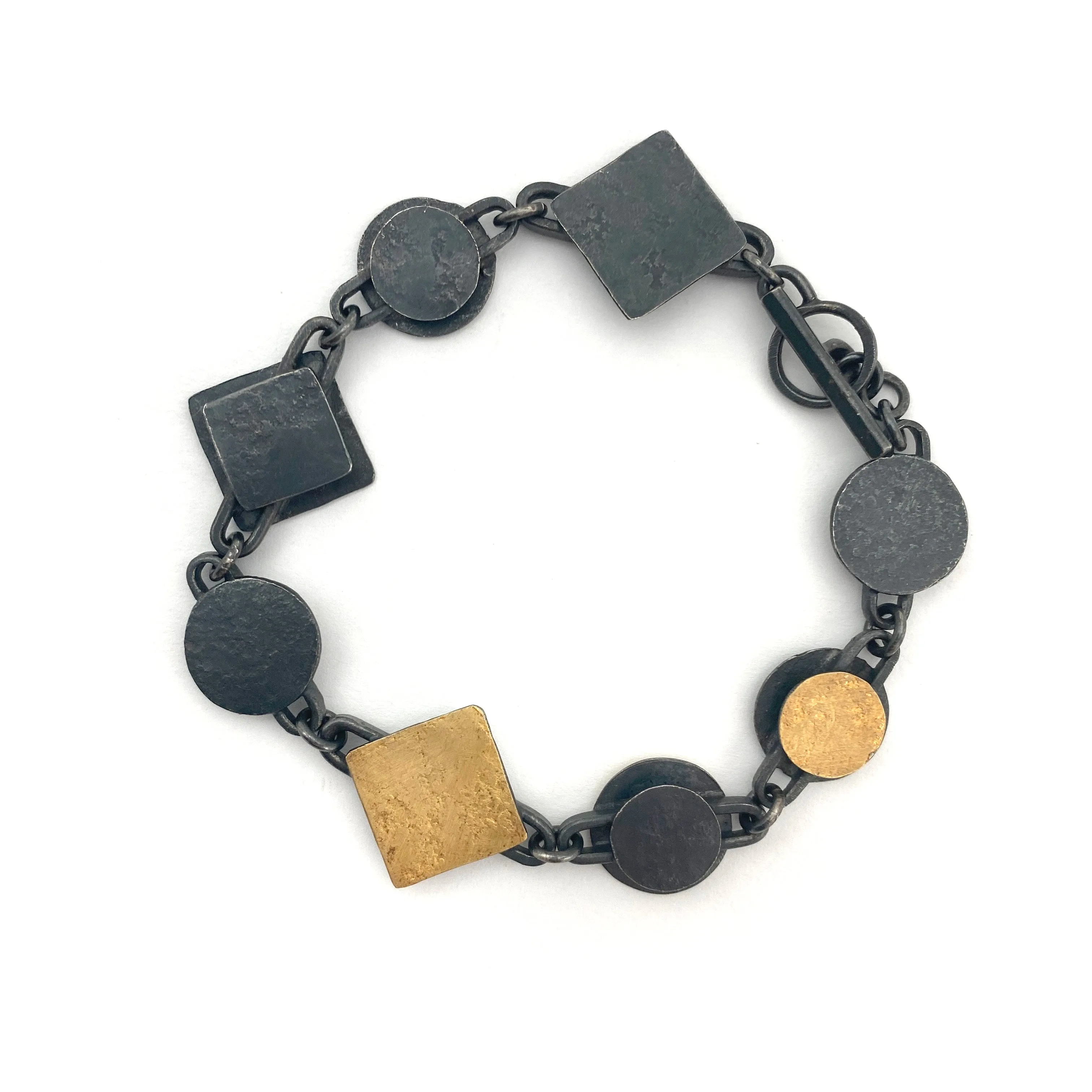 Gold and Oxidized Silver Link Bracelet