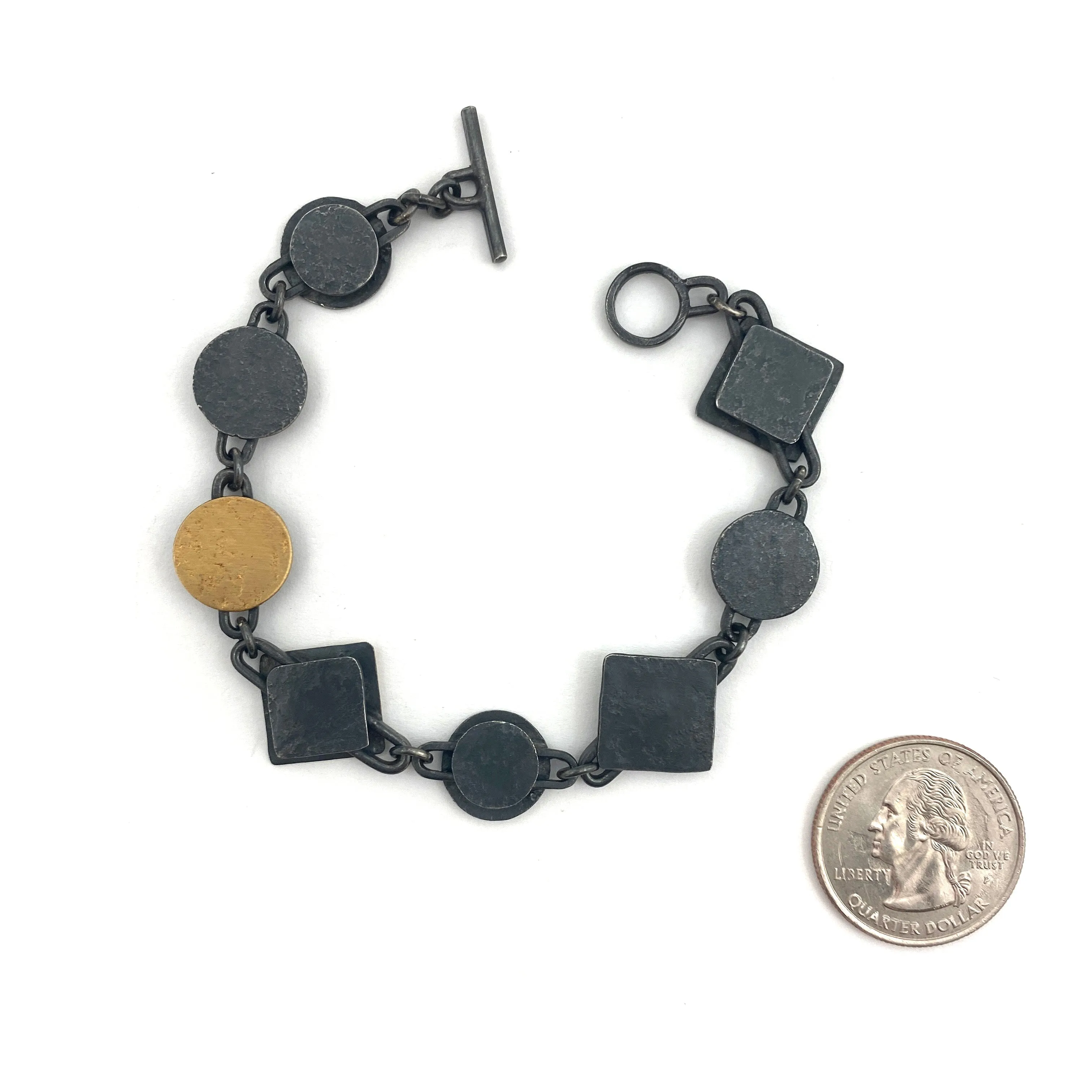 Gold and Oxidized Silver Link Bracelet
