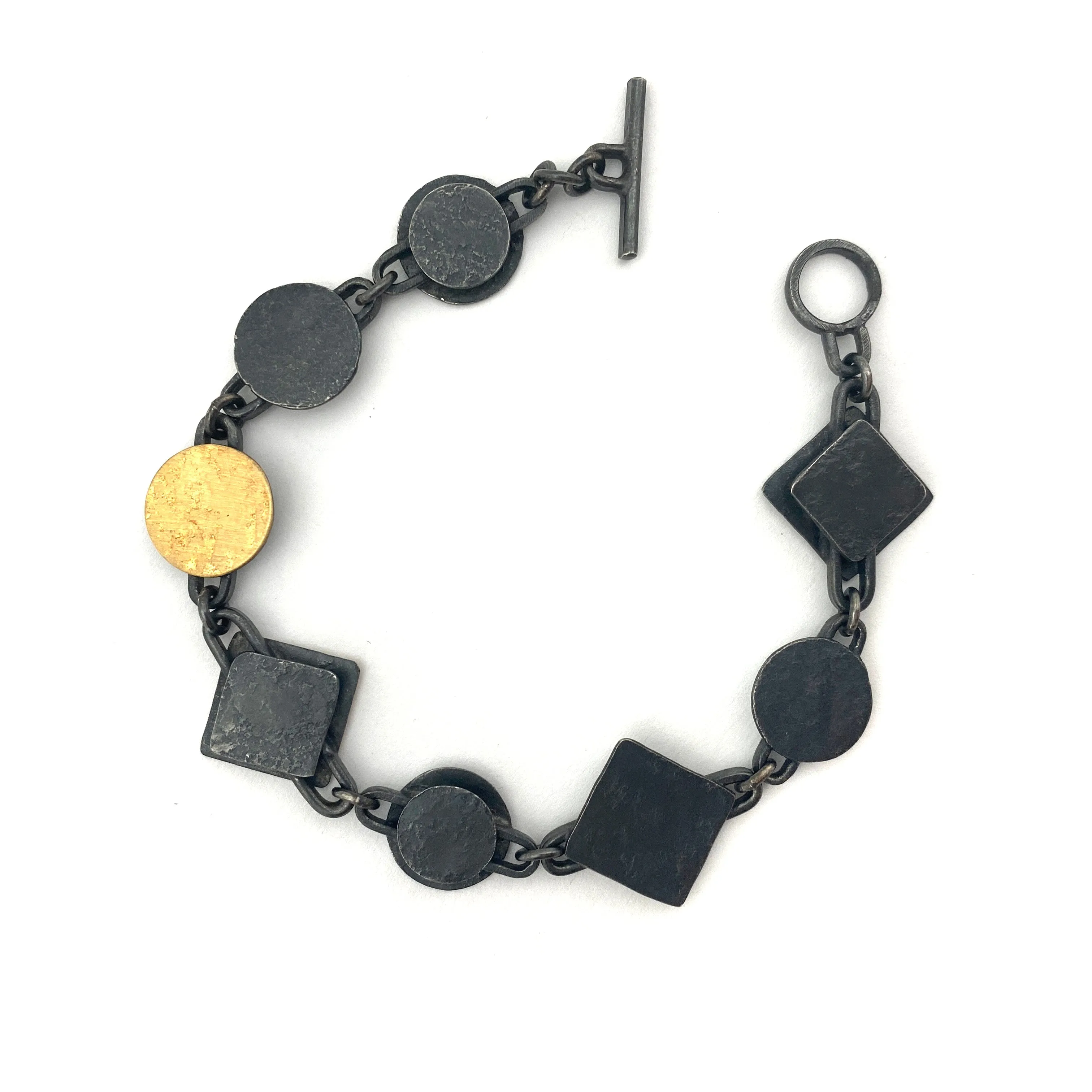 Gold and Oxidized Silver Link Bracelet