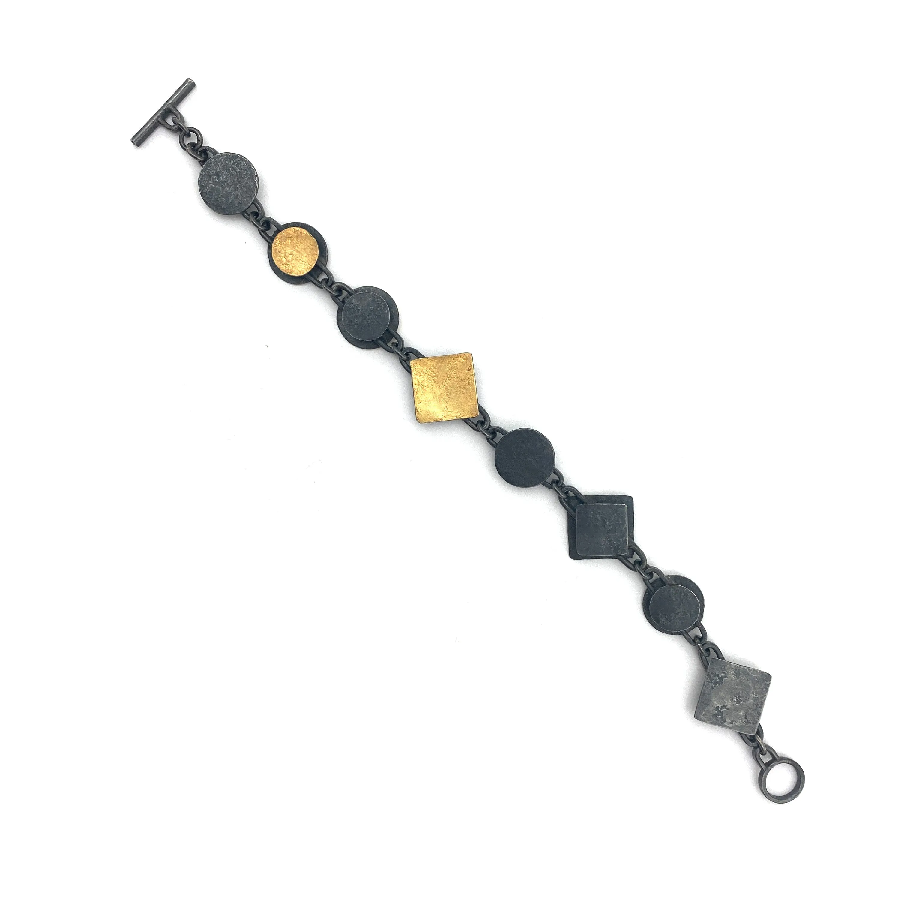 Gold and Oxidized Silver Link Bracelet