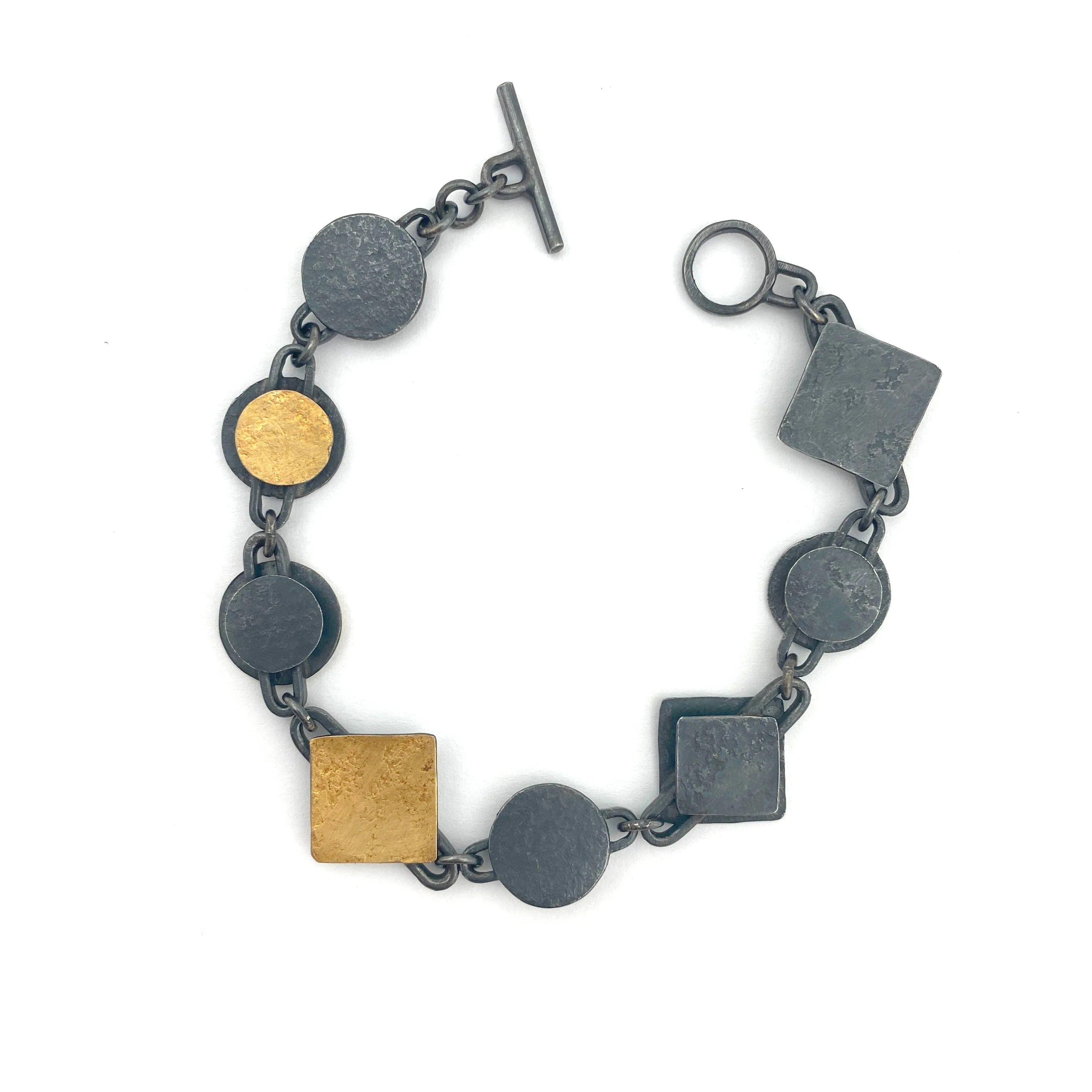 Gold and Oxidized Silver Link Bracelet