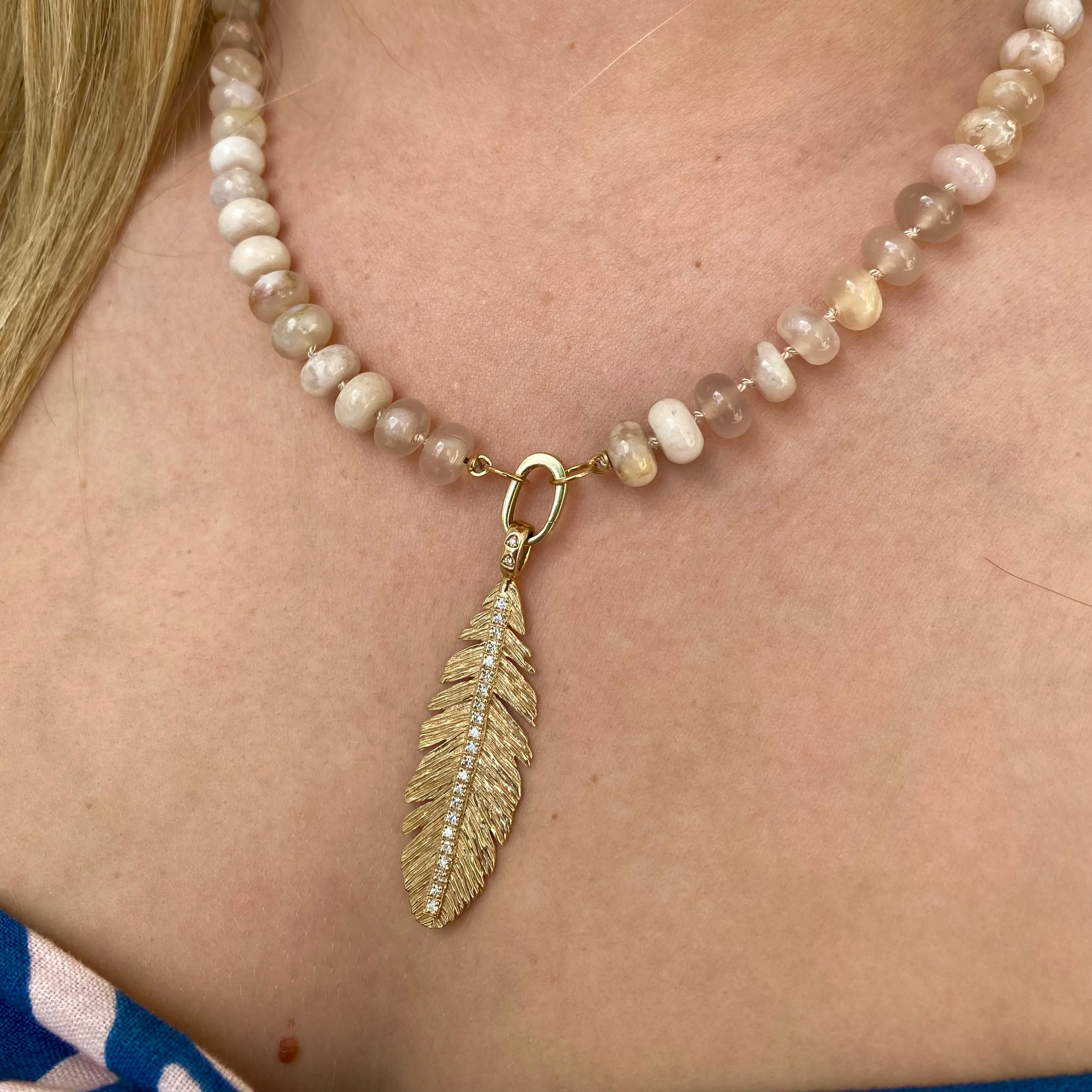 Gold Feather with Diamonds