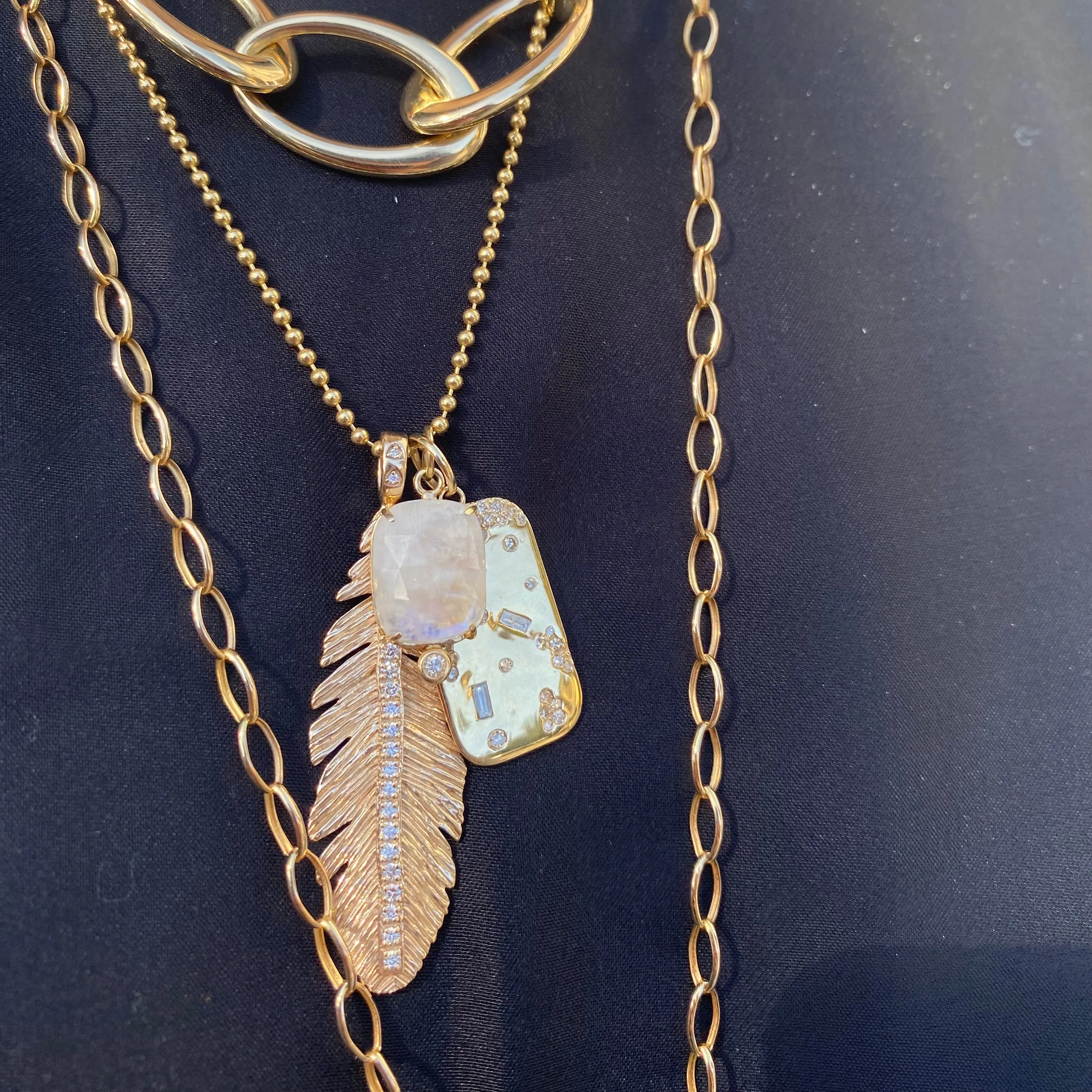 Gold Feather with Diamonds