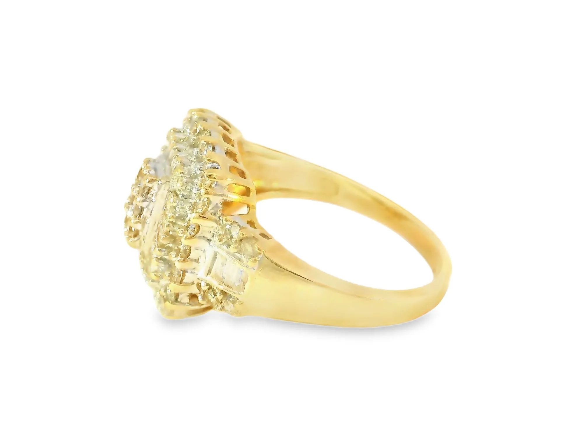 Gorgeous Estate 14K Yellow Gold Baguette Diamond Cocktail Band Ring