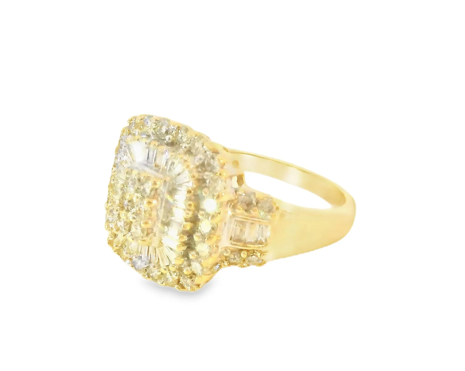 Gorgeous Estate 14K Yellow Gold Baguette Diamond Cocktail Band Ring