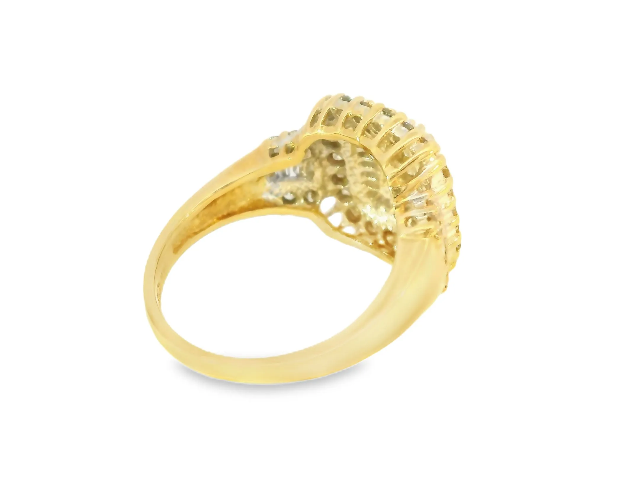 Gorgeous Estate 14K Yellow Gold Baguette Diamond Cocktail Band Ring
