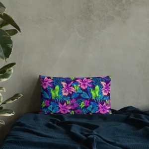 Goth Hawaiian Bat Print Premium Pillow /  All Over Print