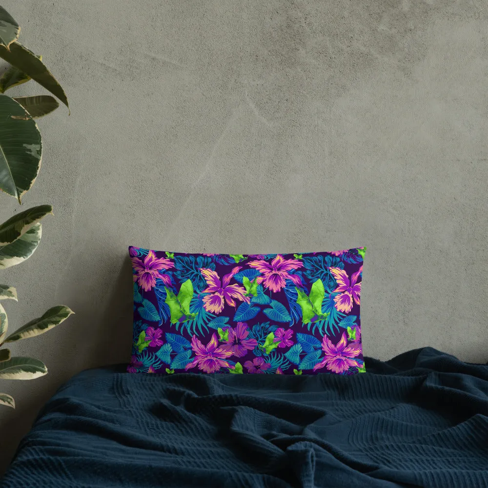 Goth Hawaiian Bat Print Premium Pillow /  All Over Print