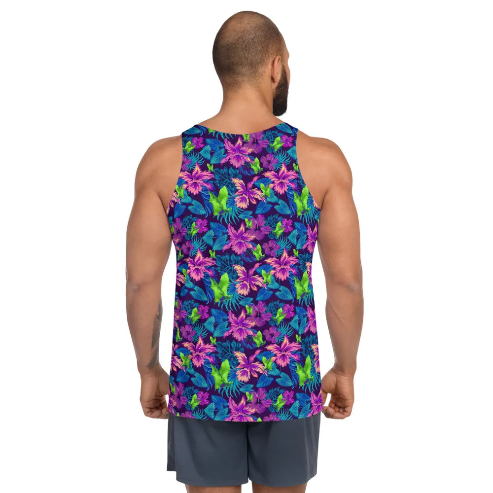 Goth Hawaiian Bat Print Unisex Tank Top / All Over Print