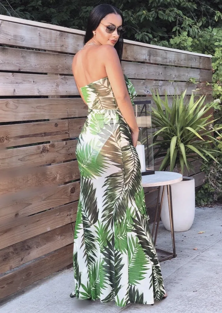 Green Tropical Maxi Dress