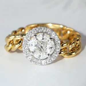 Halo Diamond Cluster Chain Ring