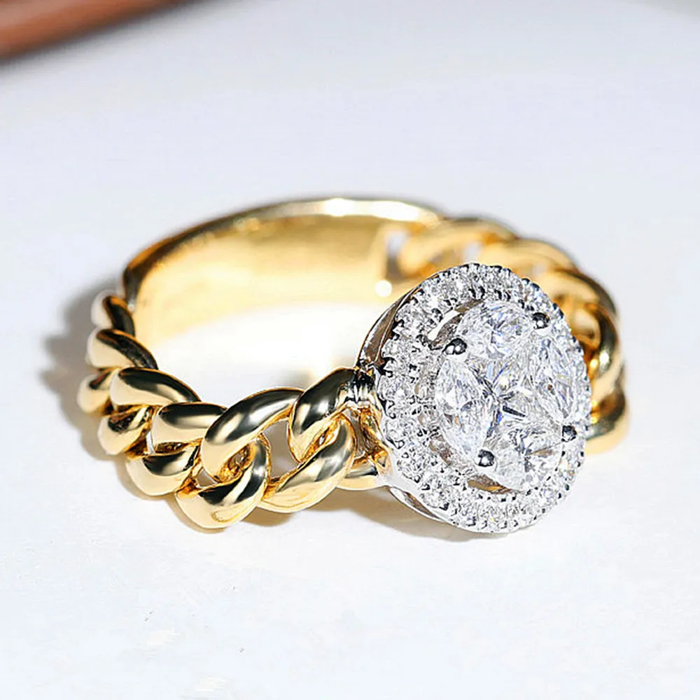 Halo Diamond Cluster Chain Ring