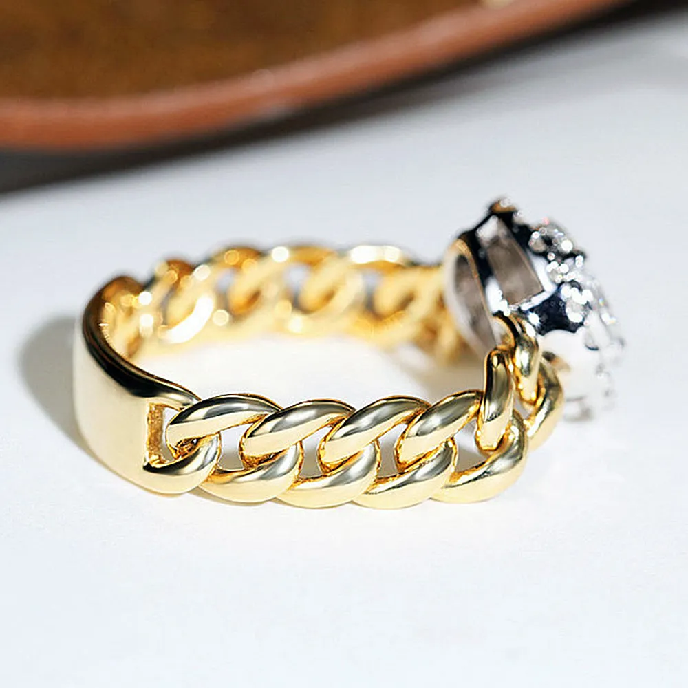 Halo Diamond Cluster Chain Ring