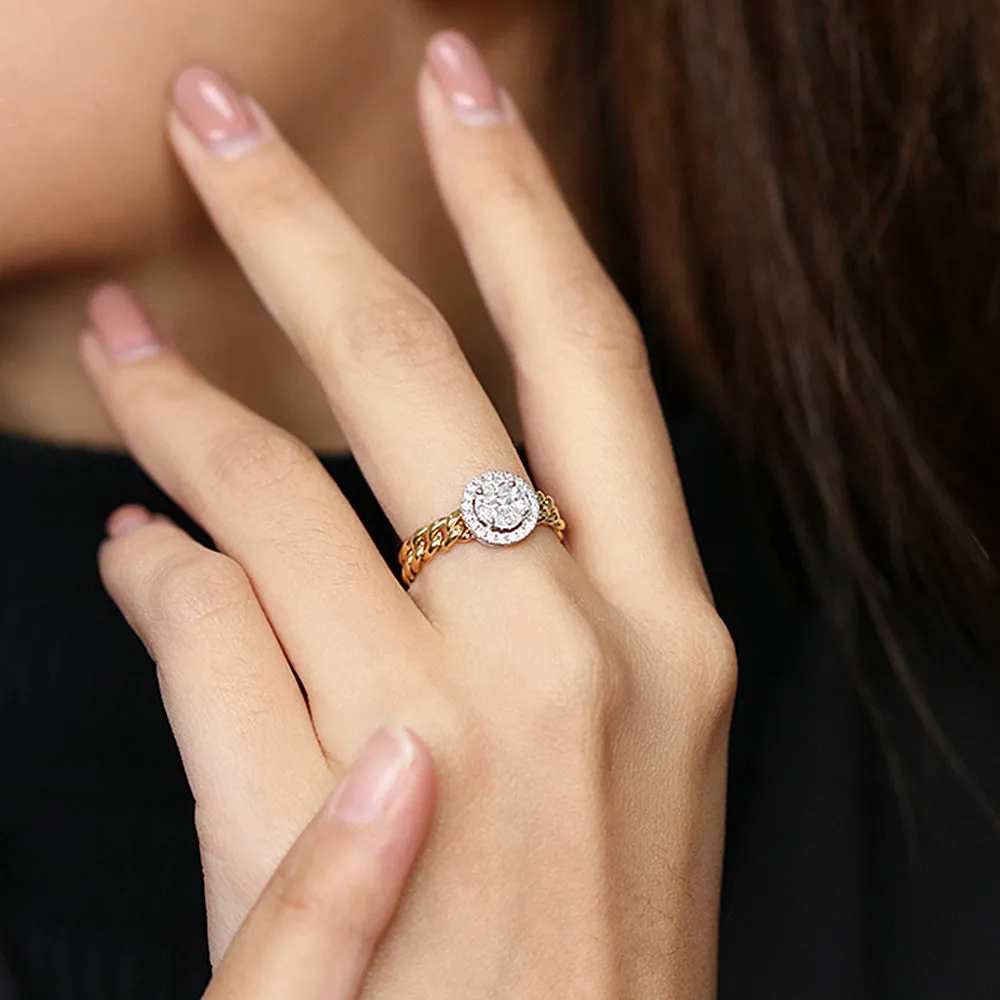 Halo Diamond Cluster Chain Ring