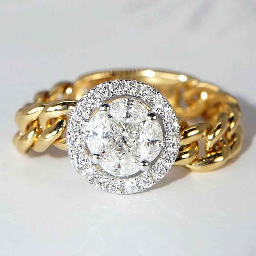 Halo Diamond Cluster Chain Ring