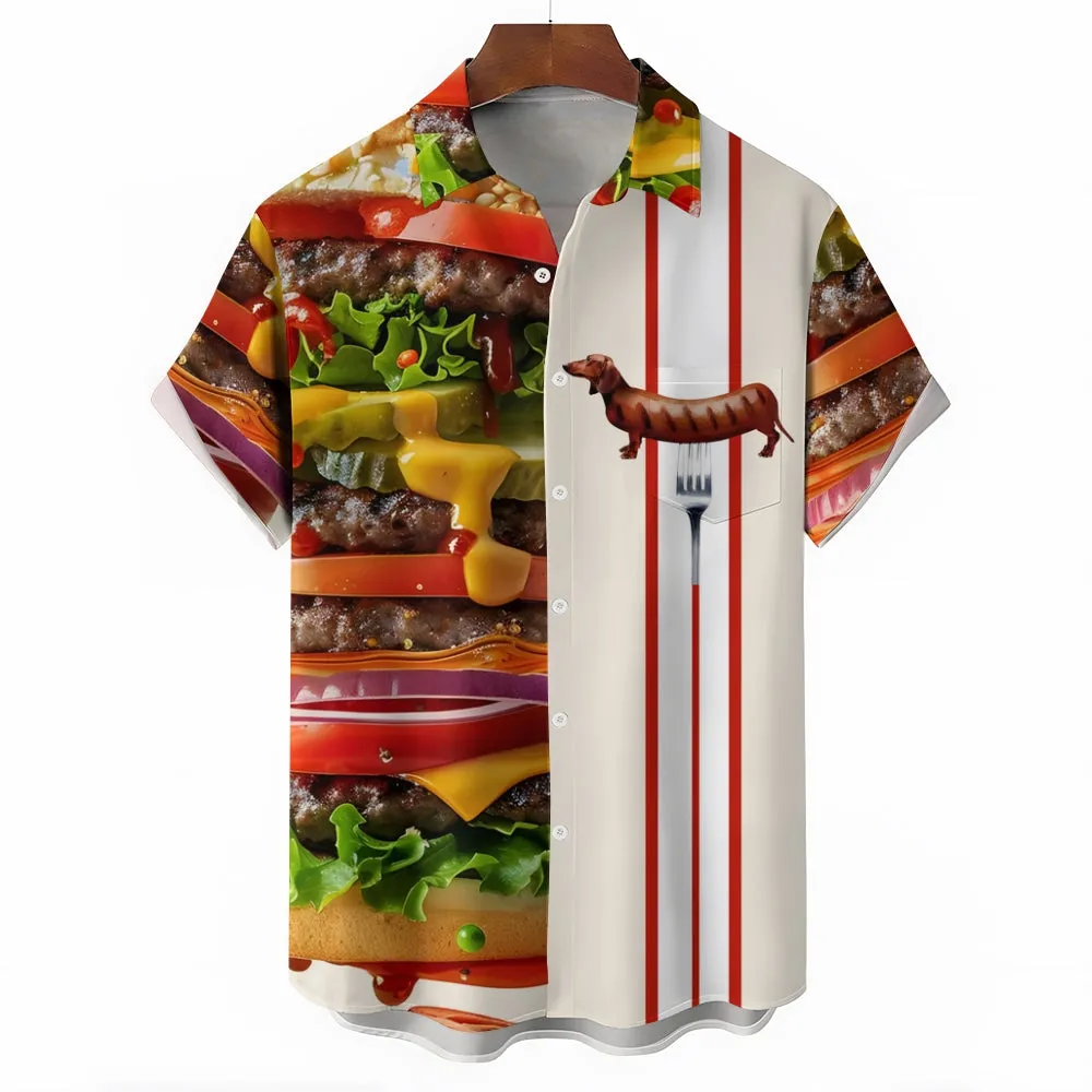 Hamburger Dachshund Casual Large Size Short Sleeve Shirt 2411004205