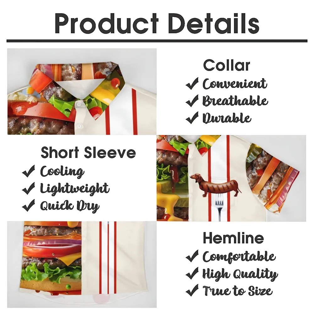 Hamburger Dachshund Casual Large Size Short Sleeve Shirt 2411004205