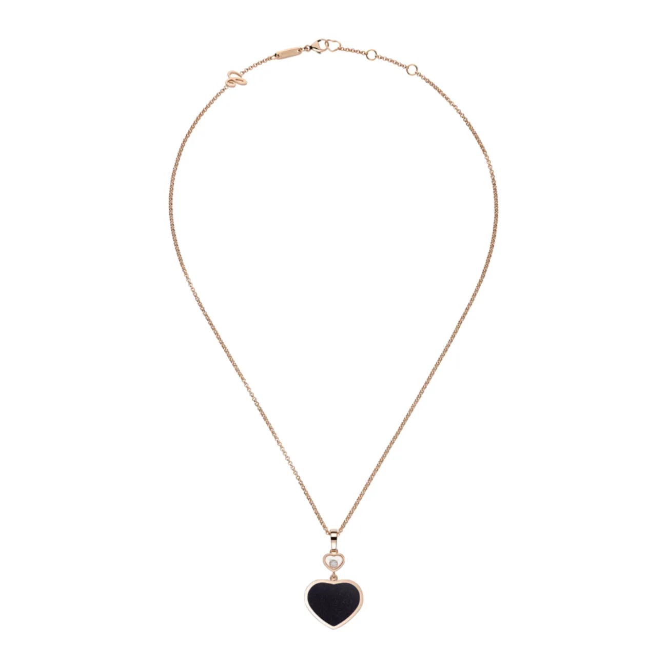 Happy Hearts Ethical Rose Gold Diamond Blue Goldstone Pendant Necklace