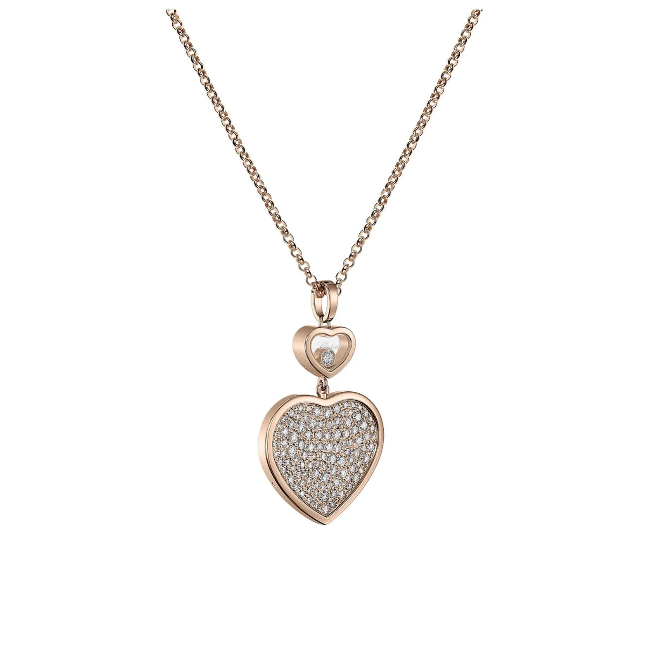 Happy Hearts Ethical Rose Gold Pavé Diamonds Pendant Necklace