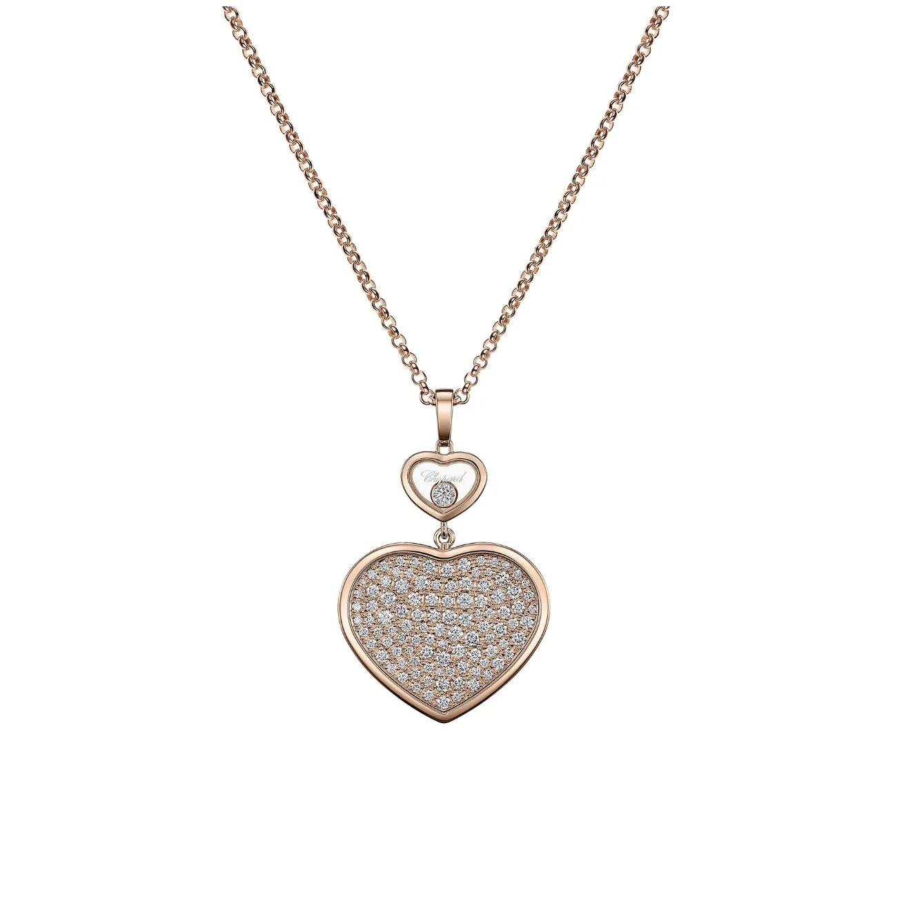Happy Hearts Ethical Rose Gold Pavé Diamonds Pendant Necklace