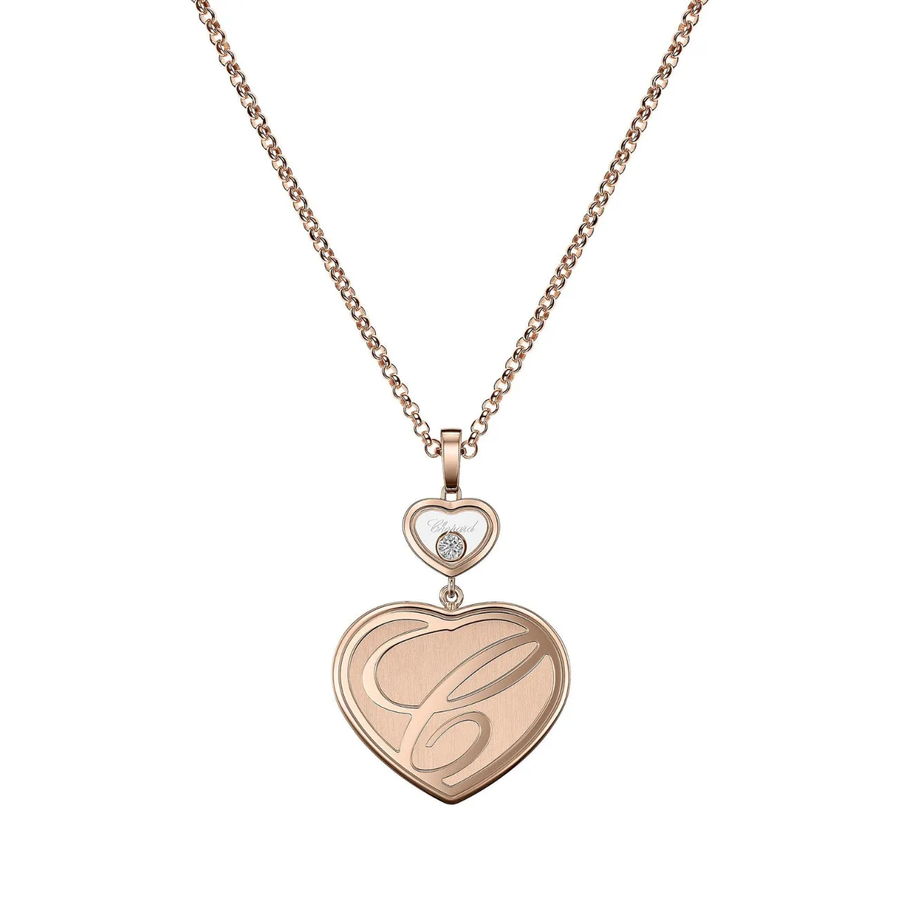 Happy Hearts Ethical Rose Gold Pavé Diamonds Pendant Necklace