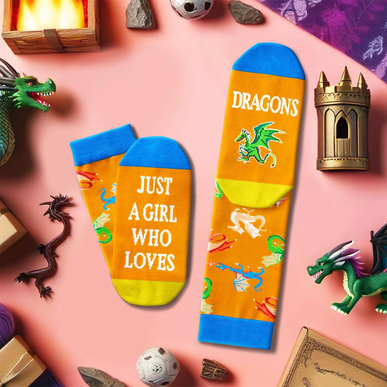 HAPPYPOP Funny Dragon Gifts for Women Teen Girls - Dragon Socks, Funny Saying Socks, Dragon Stocking Stuffers