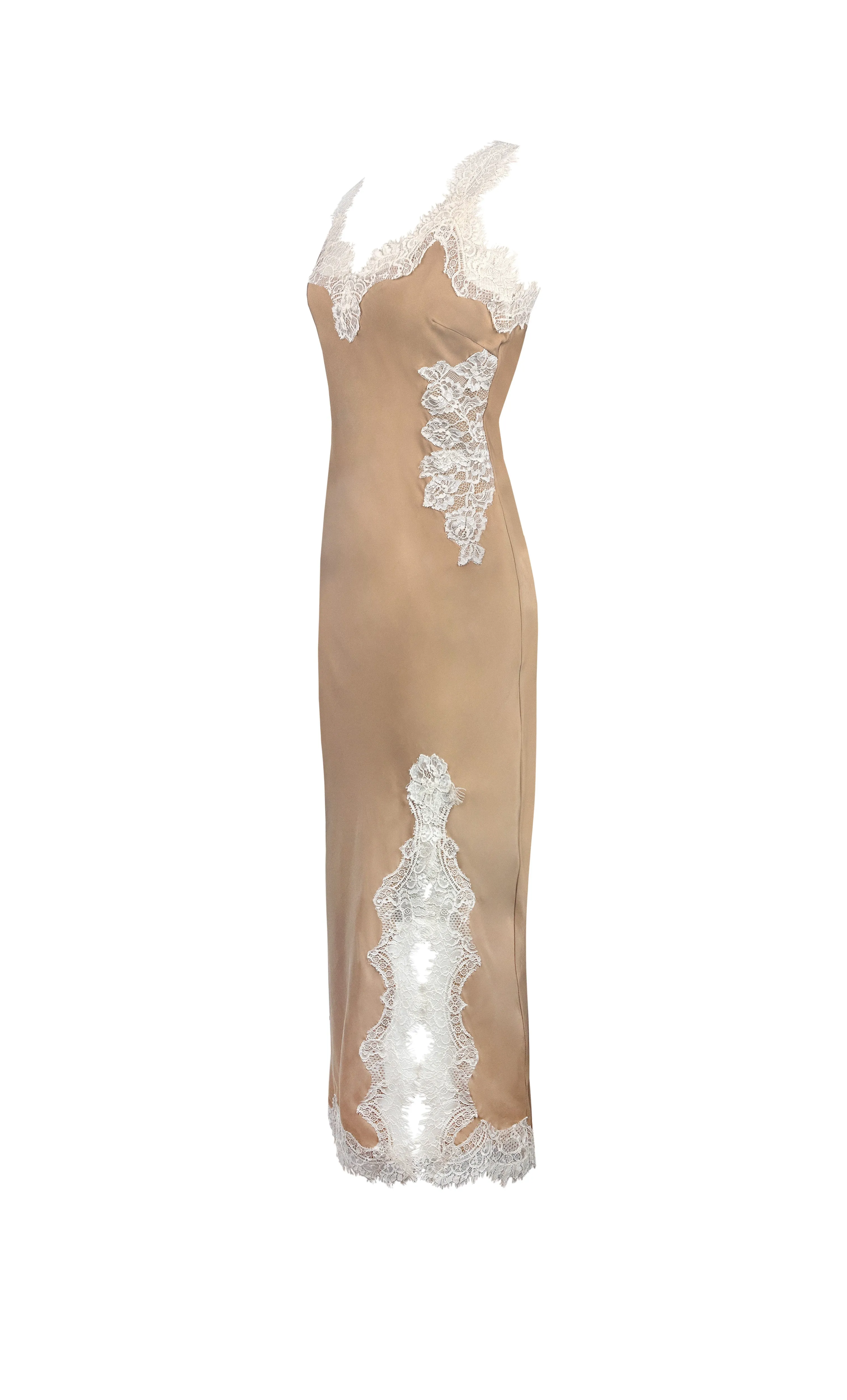 Harper Strap Long Bias Dress - Dune Sand/Pearl